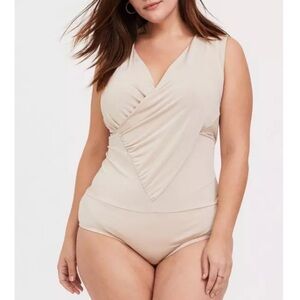 NWT Torrid Golden Champagne Studio Knit Surplice Bodysuit 5X